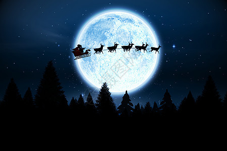 圣诞老人在夜空中飞翔背景图片