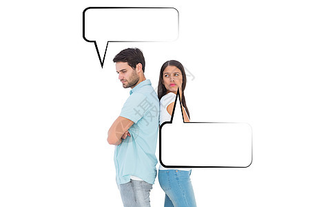 一对不快乐的情侣 互不说话的复合形象离婚演讲男人男朋友女朋友女士女性衬衫沟通夫妻图片