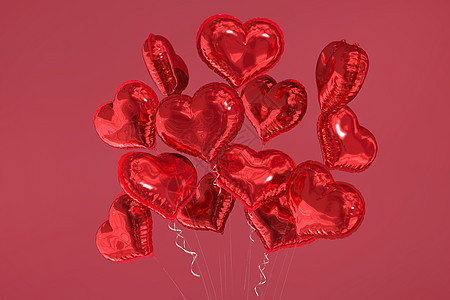 心脏气球复合图像计算机浪漫绘图情人数字背景图片