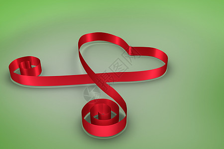 红丝心的复合图像插图情人计算机绘图绿色丝带红色图片