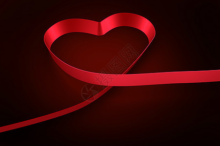 红丝带的心脏形状黑色红色插图绘图计算机情人背景图片