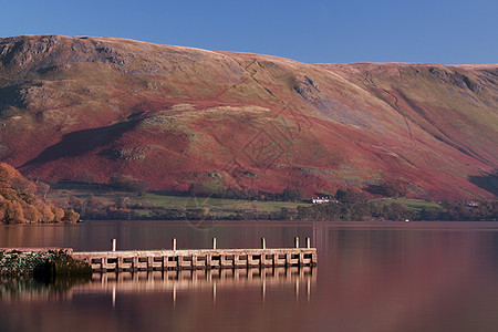 Ullswater 码头阶段场景公园英语蓝色着陆风景天空帖子湖区图片