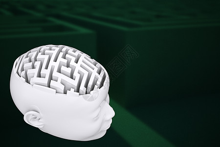 迷宫作为大脑的复合图像辉光动画片广告白色智力空白广告牌屏幕数字图片