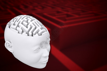 迷宫作为大脑的复合图像动画片绘图广告牌辉光广告计算机屏幕红色智力空白图片