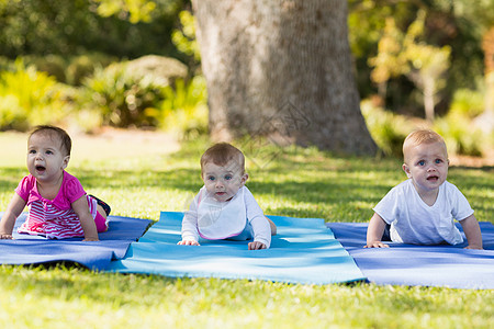 3个婴儿爬上运动综合体高清图片