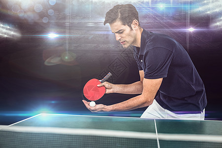 充满自信的男性运动员打桌球网球综合形象游戏运动服球拍锦标赛活动反手专注计算机绘图力量图片