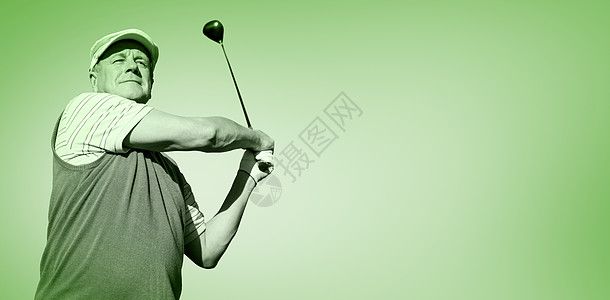 一个人打高尔夫球的视觉综合图像快乐俱乐部数字灰色男性绘图微笑绿色插图计算机图片