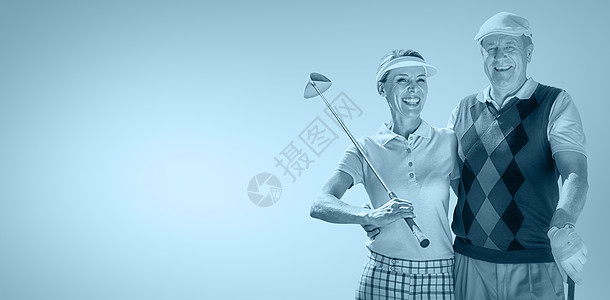 几架高尔夫球手看镜头的复合图像运动员男人高尔夫快乐活动时间色卡插图服装手套图片