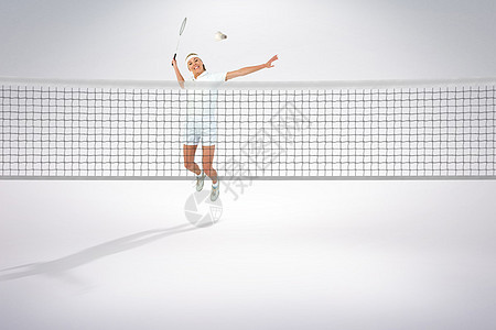 羽毛球运动员打羽毛球的合成图像奉献竞赛体力精神活动成就能力行动身体羽毛图片