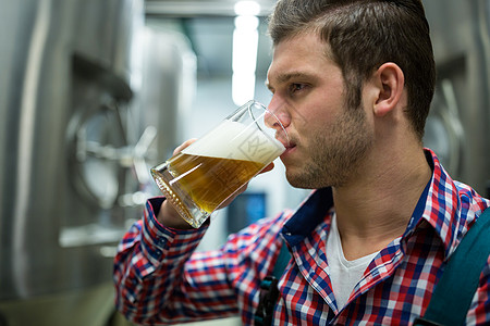 Brewer 测试啤酒工作质量控制酒精检查行业制造机啤酒厂男人玻璃食品图片