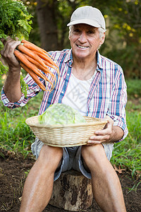 在花园里吃胡萝卜和卷心菜的人的肖像图片
