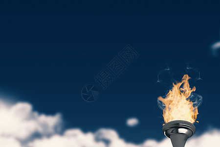 奥林匹克火的复合图象计算机绘图海军运动运动员数字天空燃烧蓝色动画图片