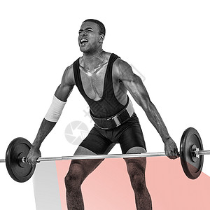 健体建筑工的复合图像 抬举重巴铃轮重量举重橙子肌肉力量绘图训练男人活力起重耐力图片