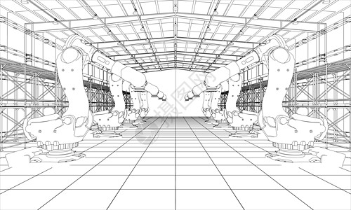 具有工业机器人操纵器的工厂机器工程工业衣架作坊自动化科学技术机械仓库图片