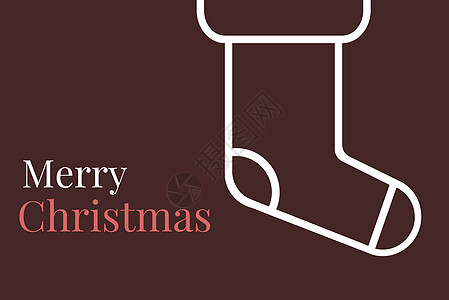 圣诞贺词和布朗背景设计上的袜子图片