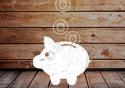 抽取小猪银行的数字复合体计算机地板闹钟插图储蓄警报图形银行业背景图片