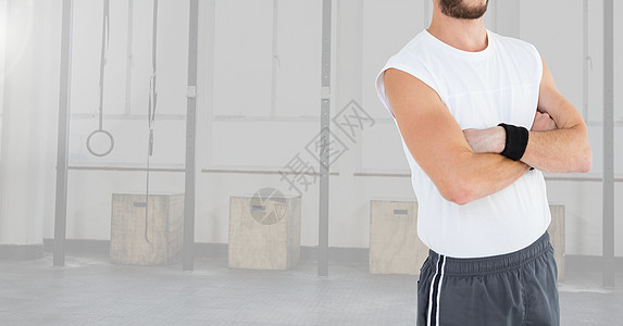 健身房的陶索拉环潮人合伙手机团队同事双臂身体护理商务图片