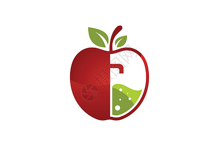 孤立在白色背景上的新鲜苹果汁矢量标志图 水果矢量标志 咖啡馆酒吧矢量标志设计 苹果汁食品和饮料标志模板数字生态插图饮食产品果汁字图片