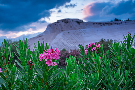 土耳其Pamukkale山碳酸盐石灰石沉思火鸡尺寸石头爬坡假期地标游客图片