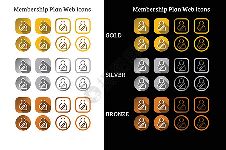 会员计划 web 图标设计在金银和铜牌商业公司社区博客黄金印章青铜资格金级品牌图片