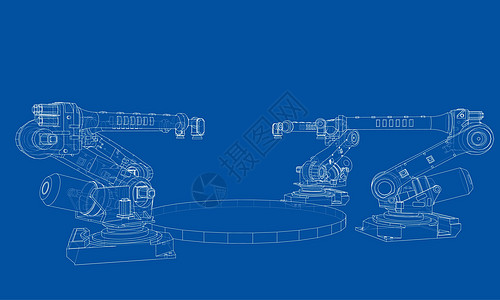 一种工业机器人操纵者自动化蓝图生产技术机械力学手臂机器电脑草图图片