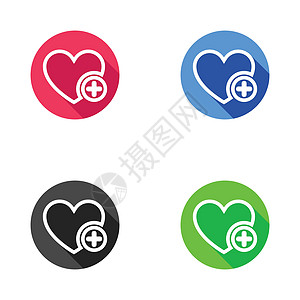 带有加号的收藏夹图标 最喜欢的 iconheart 添加加号评分插图商业标签夹子艺术白色红色按钮圆形图片