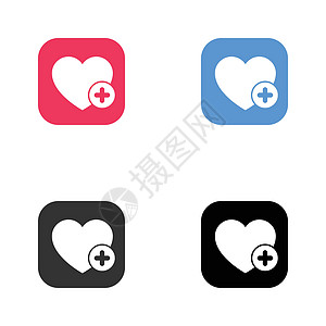 带有加号的收藏夹图标 最喜欢的 iconheart 添加加号插图标签按钮红色网站艺术标识主页白色圆形图片