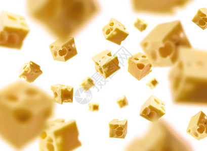 白色背景的奶酪立方体悬浮美食食物黄色航班产品宏观奶制品烹饪饮食小吃图片