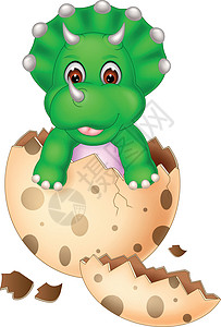 有趣的绿色恐龙在棕色破蛋卡通片中图片