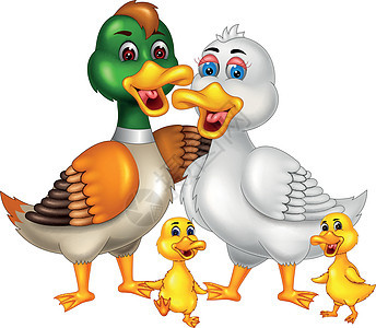 有趣的鸭子家庭卡通图片