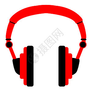 耳机对称立体声音乐插图绘画红色艺术艺术品背景图片