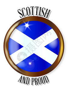 苏格兰骄傲的旗帜按钮插图徽章圆形玻璃国家爱国背景图片