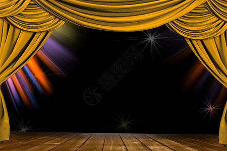 舞台幕帘和舞台上的灯光 curta 插图名声艺术蓝色织物电影娱乐海报公告聚光灯展示图片