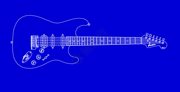 电力吉他蓝字战略艺术音乐艺术品乐器蓝图工程插图身体蓝色图片