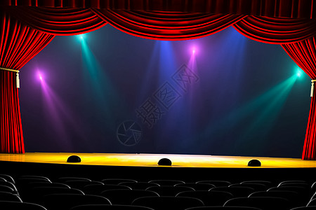 舞台幕帘和舞台上的灯光 curta 插图马戏团艺术歌剧奢华剧院展示戏剧强光天鹅绒织物图片
