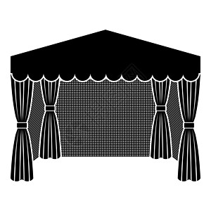 购物亭 商务帐篷 Marquee 广告图标黑色矢量插图平面样式 imag图片