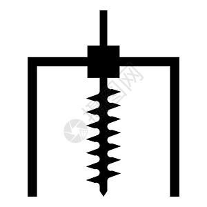 用于地面矿山工业地质钻孔概念的钻机钻孔螺旋钻图标黑色矢量插图平面样式 imag图片
