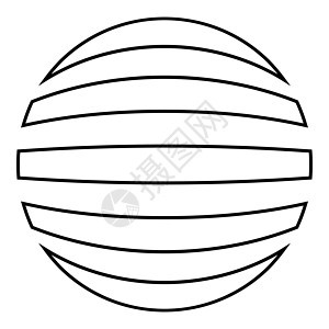 条纹球体概念地球抽象球图标轮廓黑色矢量插图平面样式图像背景图片