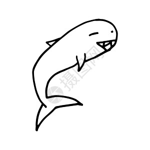 手绘黑白海涂鸦草图插图 小鱼动物绘画水族馆钓鱼黑色白色荒野野生动物图片