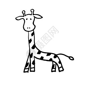 黑白长颈鹿涂鸦素描图图片