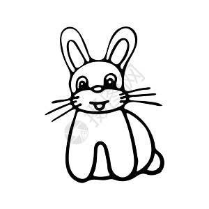 黑白兔涂鸦素描图图片