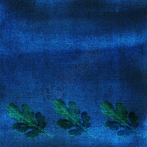蓝色水彩背景上的橡树叶橡木插图森林花园风格装饰植物创造力纺织品木头图片