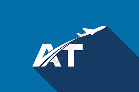 首字母 A 和 T 与航空标志和旅行标志模板送货商业运输刻字公司假期观光天空身份货物图片