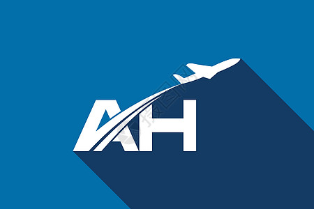 首字母 A 和 H 与航空标志和旅行标志模板商业航空公司航班标识货物公司身份飞行员送货字体图片