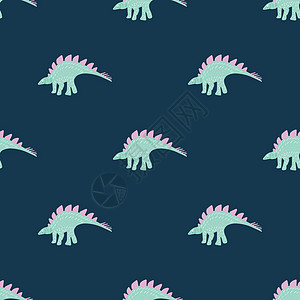 蓝色绿松石恐龙简单无缝图案图片