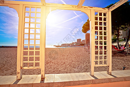 Les Plages 星际和绿沙滩日落景图片