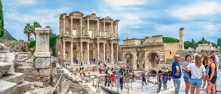 土耳其 古代Ephesus的Celsus图书馆大街柱廊博物馆建筑结构文明街道旅游旅行地方图片