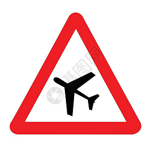 低空飞行飞机交通讯号警察运输警告路标危险红色标志三角形白色插图图片