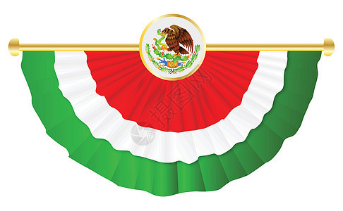 墨西哥旗邦丁丝带绘画艺术品徽章横幅文化艺术半圆红色旗帜背景图片