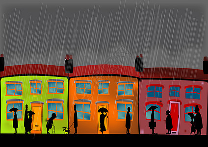 重雨白色插图房屋下雨暴雨小屋村庄艺术生活家园图片